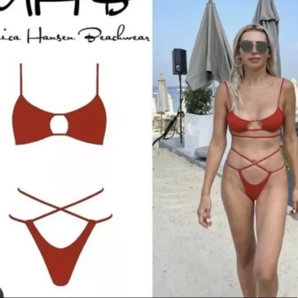 New! REVOLVE $120 Monica Hansen Havana style 99R Bikini Bottom in Red  Small NWT